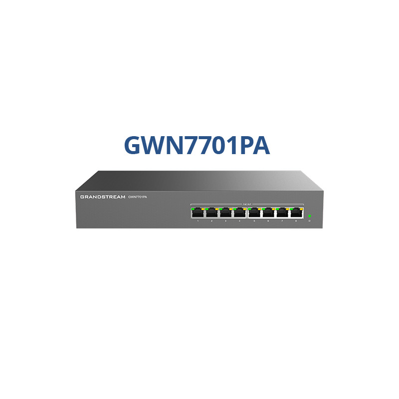 GWN7701PA Grandstream switch ethernet 8 porturi Gigabit, cu 8 porturi PoE, fara management